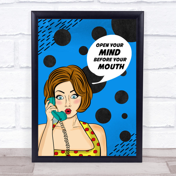 Vintage Lady Open Your Mind Before Your Mouth Decorative Wall Art Print