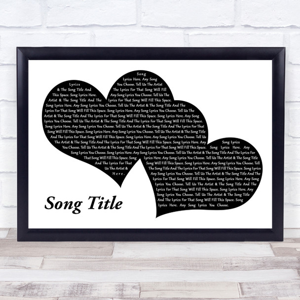 Elvis Presley Can't Help Falling In Love Landscape Black & White Two Hearts Song Lyric Print - Or Any Song You Choose