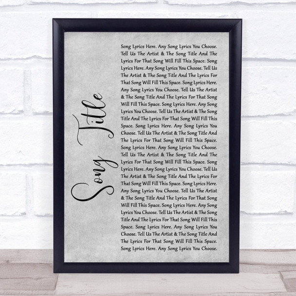 Simon & Garfunkel The Sound Of Silence Grey Rustic Script Song Lyric Print - Or Any Song You Choose