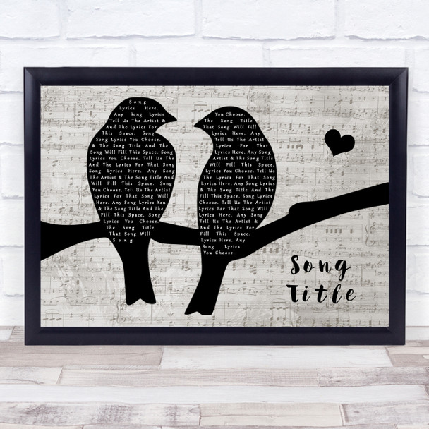 Madness It Must Be Love Lovebirds Music Script Song Lyric Print - Or Any Song You Choose