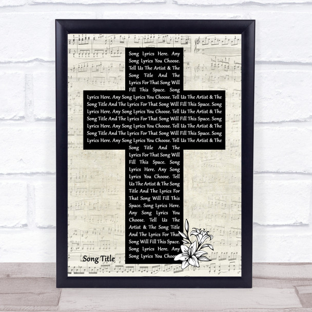 Phil Wickham This Is Amazing Grace Music Script Christian Memorial Cross Song Lyric Print - Or Any Song You Choose