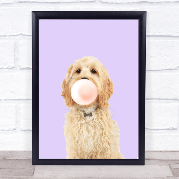 Cockapoo Colour Dog Purple Peach Gum Wall Art Print