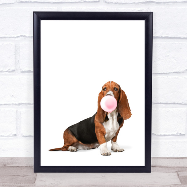 Dog Basset Hound Bubblegum Wall Art Print