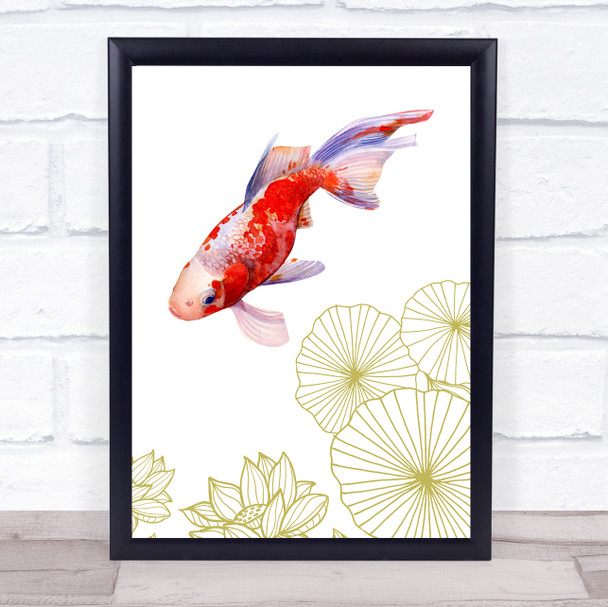 Gold Fish & Gold Lilies Wall Art Print