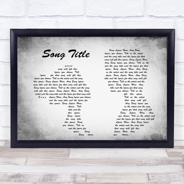 Shania Twain When You Kiss Me Man Lady Couple Grey Song Lyric Music Art Print - Or Any Song You Choose