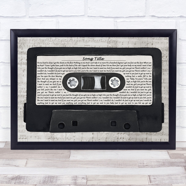 Darius Rucker Wagon Wheel Music Script Cassette Tape Song Lyric Music Art Print - Or Any Song You Choose