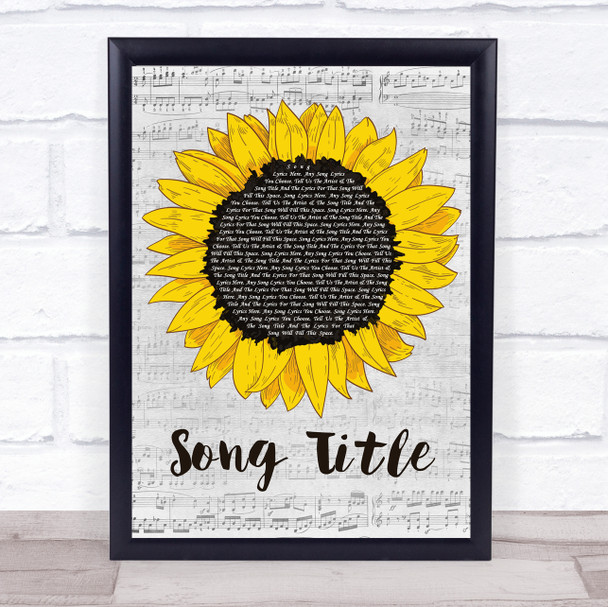 Cher If I Could Turn Back Time Grey Script Sunflower Song Lyric Music Art Print - Or Any Song You Choose