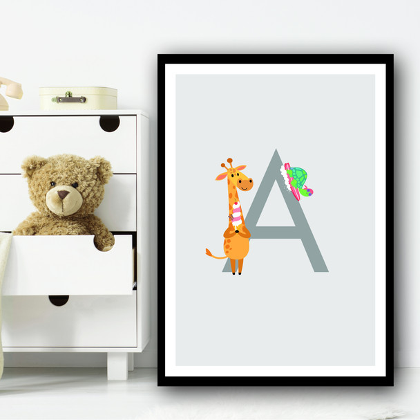 Animal Collection Letter A Children's Kids Wall Art Print