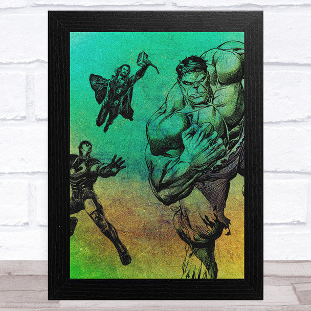 Hulk, Iron Man, Thor Grunge Style Children's Kids Wall Art Print
