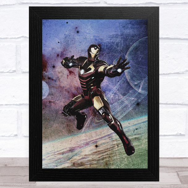 Grunge Style Iron Man Children's Kids Wall Art Print