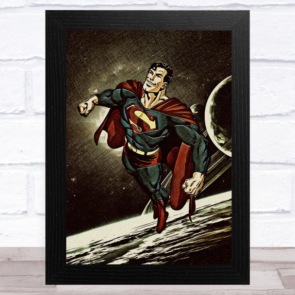 Superman Grunge Style Children's Kids Wall Art Print