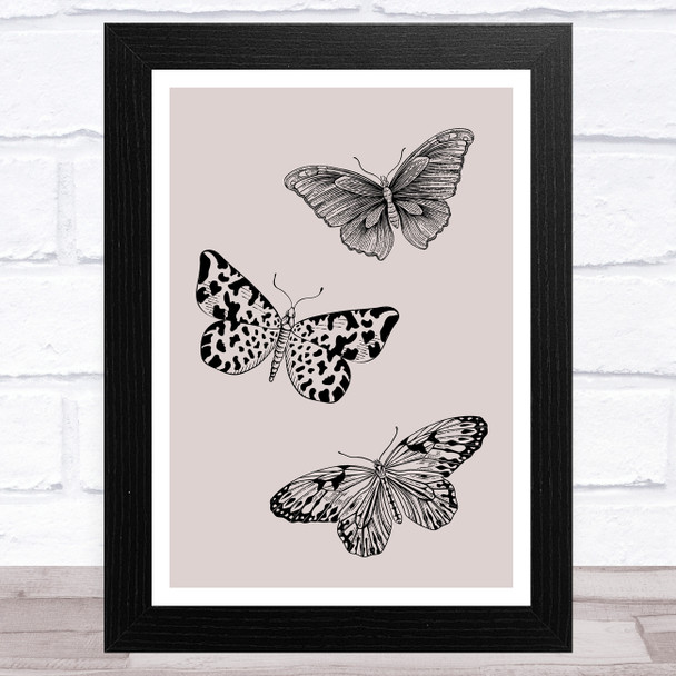 Butterflies On Taupe Home Wall Art Print