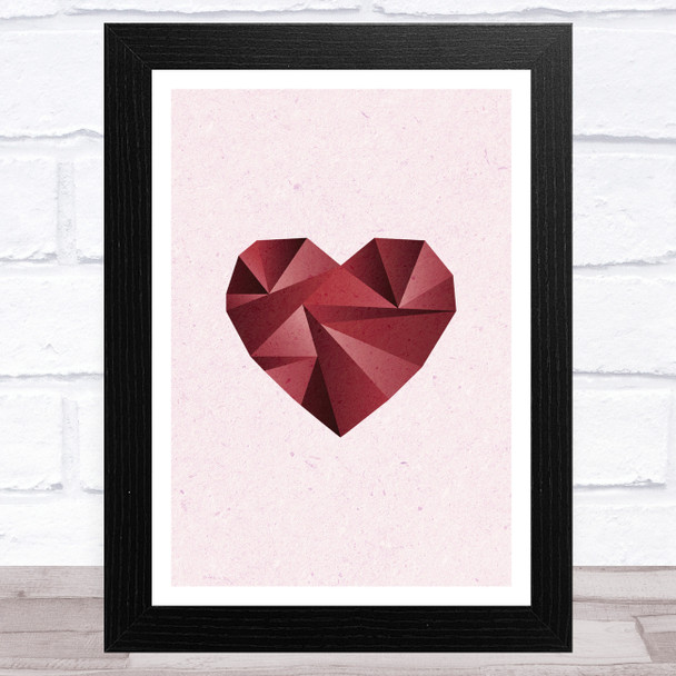 Red Heart On Pink Background Home Wall Art Print