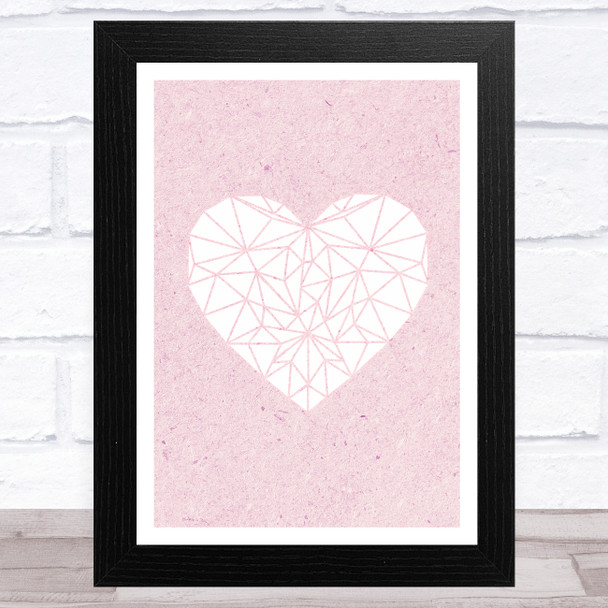 White Heart On Rustic Pink Home Wall Art Print