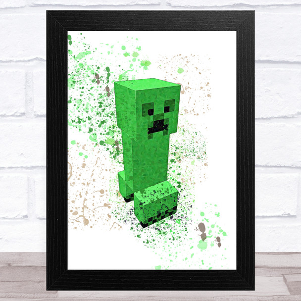 Minecraft Creeper Splatter Art Children's Kids Wall Art Print