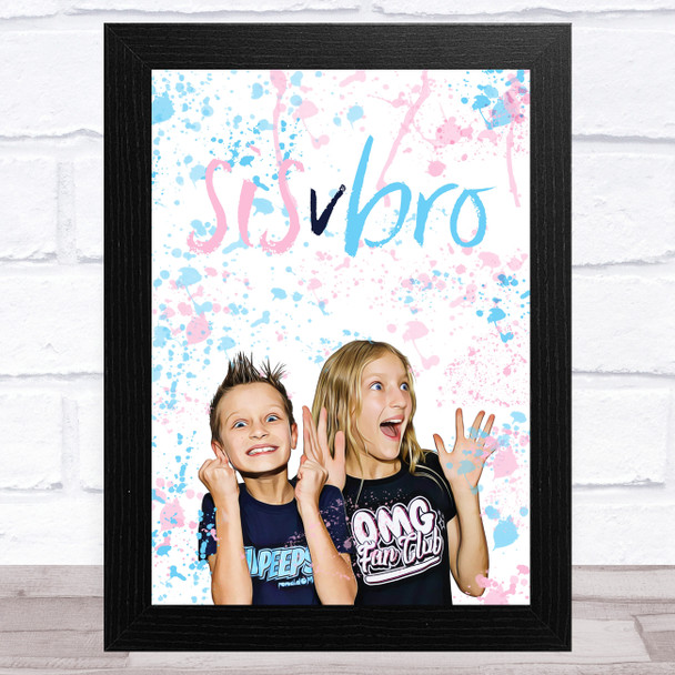 Sis V Bro Karina & Ronald You Tube Splatter Art Children's Kids Wall Art Print