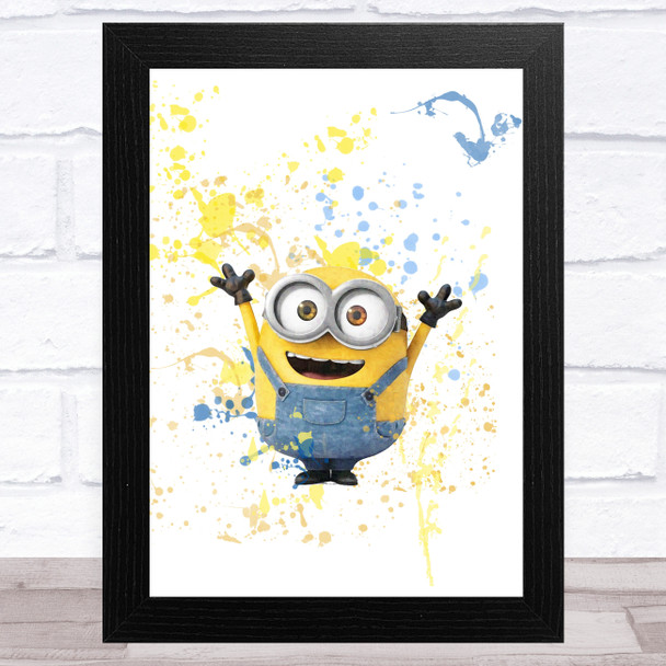 Minions Bob Splatter Art Children's Kids Wall Art Print