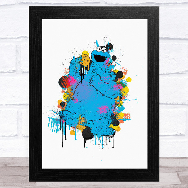 Sesame Street Cookie Monster Splatter Children's Kid's Wall Art Print