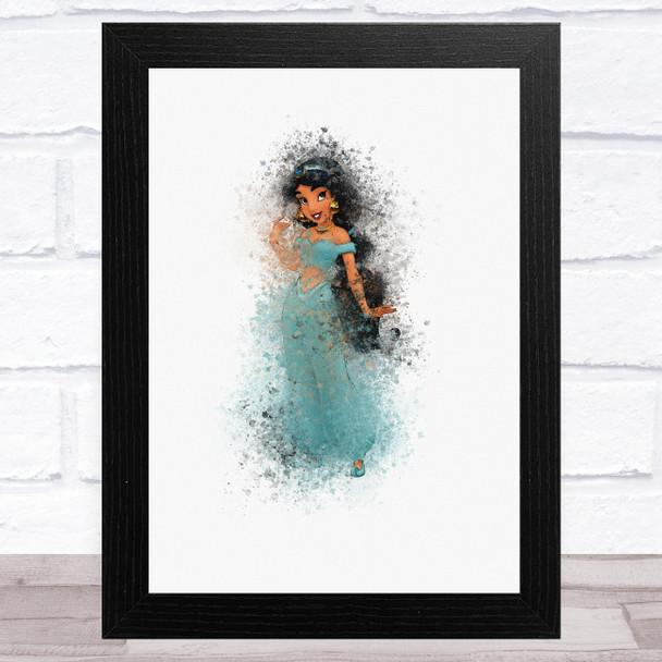 Jasmin Princess Watercolour Splatter Children's Kid's Wall Art Print