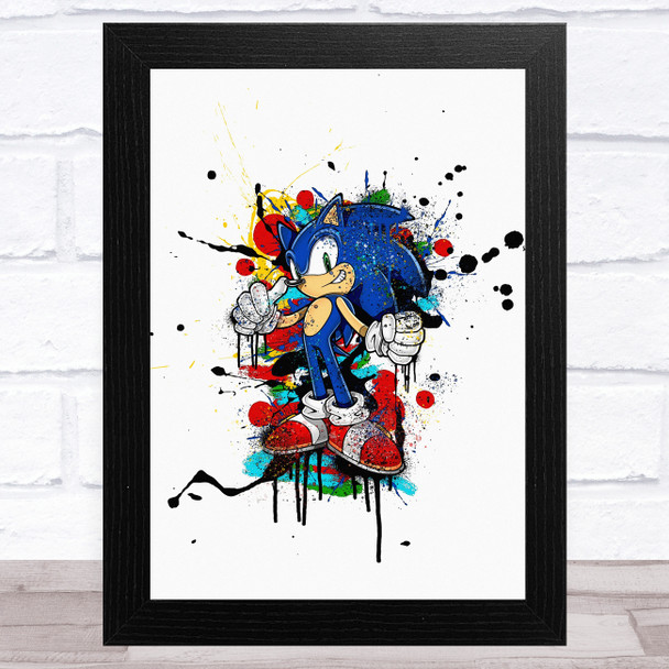 Sonic The Hedgehog Splatter Blue Children's Kid's Wall Art Print