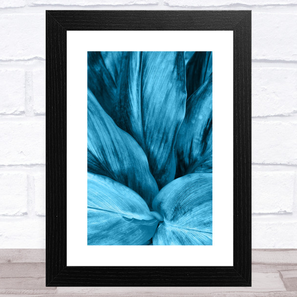 Blue Tropical Leaves Abstract Wall Art Print