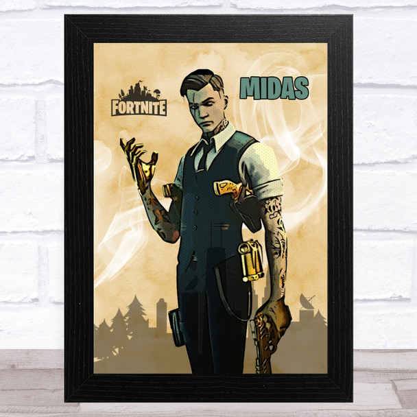 Midas Gaming Comic Style Kids Fortnite Skin Children's Wall Art Print