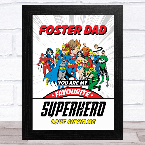 Foster Dad My Favourite Superhero Vintage Personalised Father's Day Gift Print