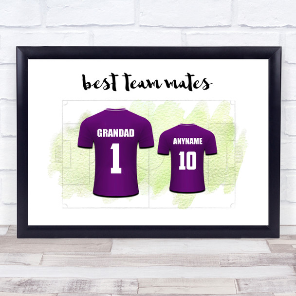 Grandad team Mates Football Shirts Purple Personalised Father's Day Gift Print