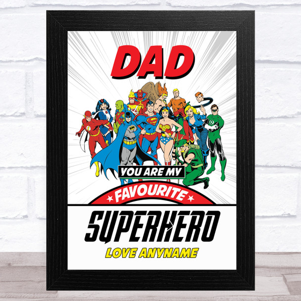 Dad My Favourite Superhero Vintage Personalised Dad Father's Day Gift Print