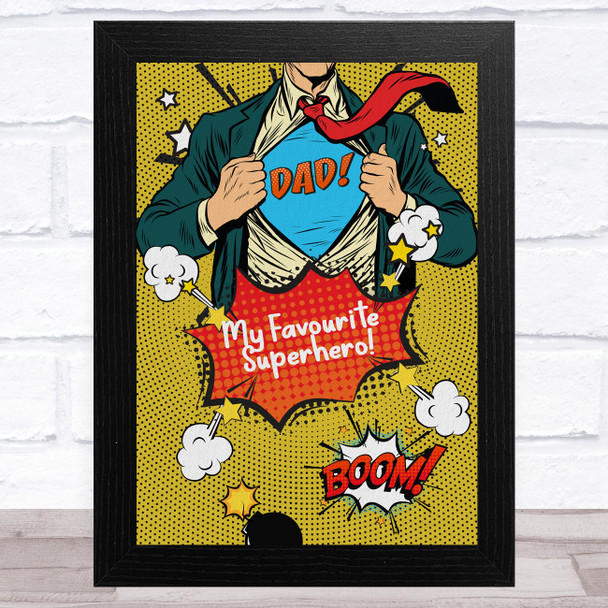 Superhero Dad Yellow Light Skin Dad Father's Day Gift Wall Art Print