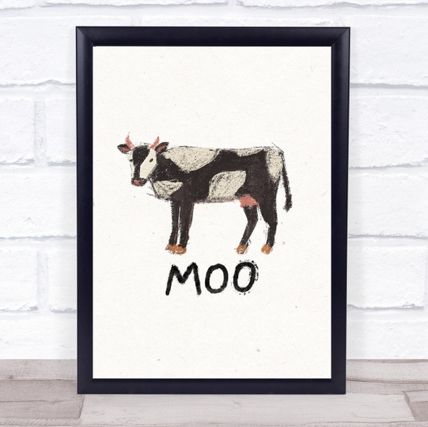 Cow Hand Drawn Simple Wall Art Print