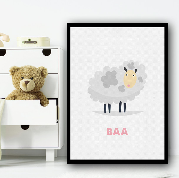 Sheep Cartoon Simple Wall Art Print