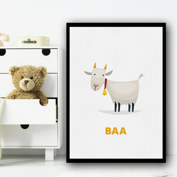 Goat Cartoon Simple Wall Art Print