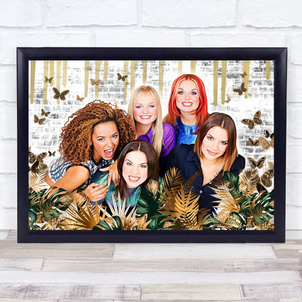 Spice Girls Rustic Gold Jungle Butterflies  Wall Art Print