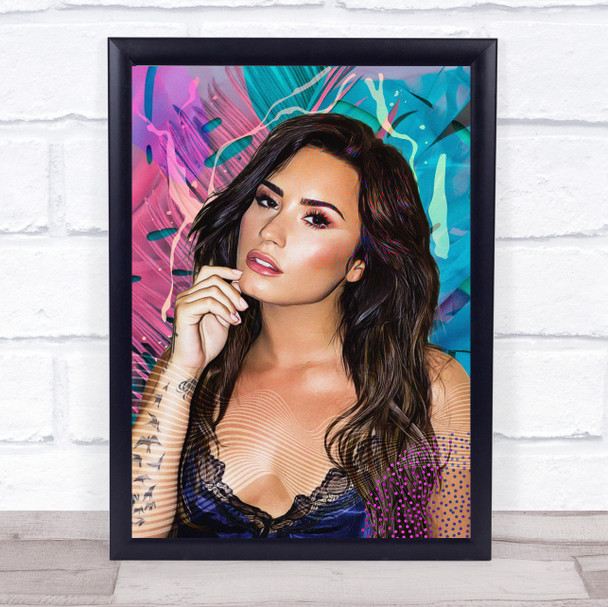 Demi Lovato Watercolour Spots Pink Blue Wall Art Print