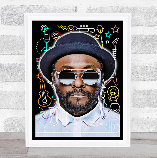 Will.I.Am Neon Retro Jazz Style Wall Art Print