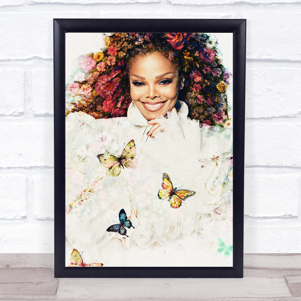 Janet Jackson Floral Butterfly Wall Art Print