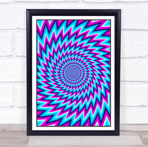Psychedelic Hippie Blue Purple Zigzag Wall Art Print
