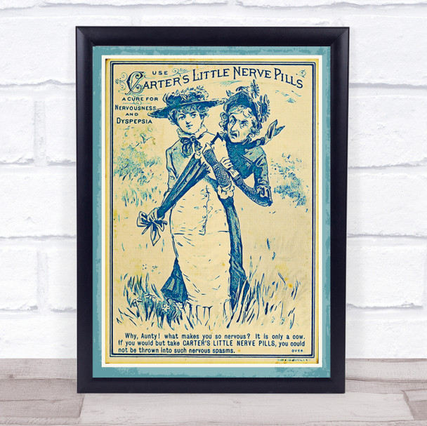 Vintage Advert Carters Nerve Pills Funny Aunt Wall Art Print