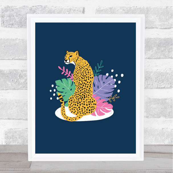 Cheetah Modern Bright Floral Wall Art Print