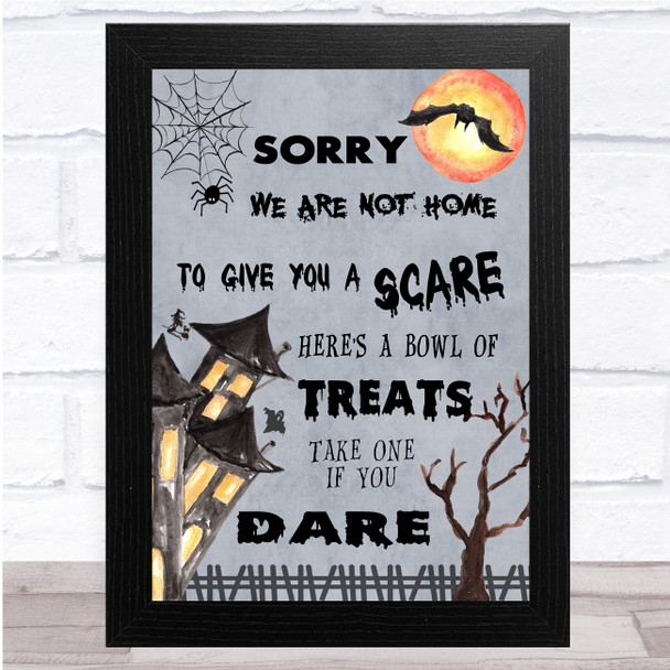 Treats Poems Drawing Haunted House Halloween Wall Art Print