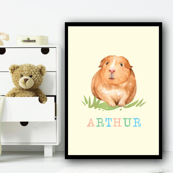 Guinea Pig Watercolour Any Name Personalised Wall Art Print