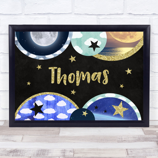 Landscape Universe Chalk Gold Any Name Personalised Wall Art Print