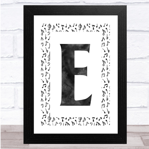 Music Notes Chalk Any Initial Personalised Wall Art Print