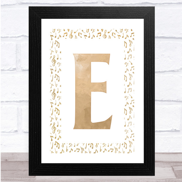 Music Notes Rustic Any Initial Personalised Wall Art Print