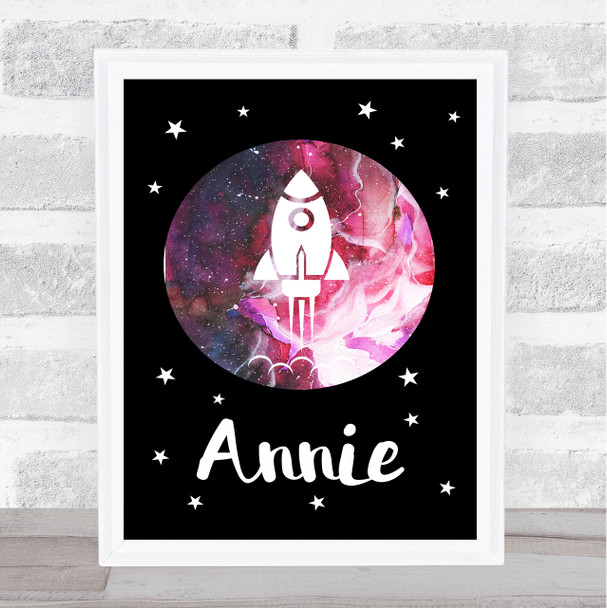 Space Stars Watercolour Galaxy Red Any Name Personalised Wall Art Print