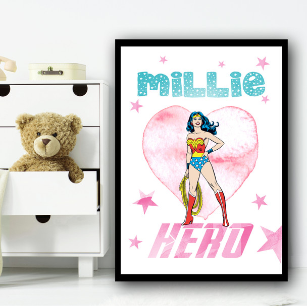 Wonder woman Stars Superhero Any Name Personalised Wall Art Print