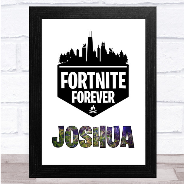 Fortnite Forever City Silhouette Any Name Personalised Wall Art Print