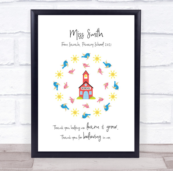 Thank You For Believing In Me Teacher School Personalised Wall Art Print
