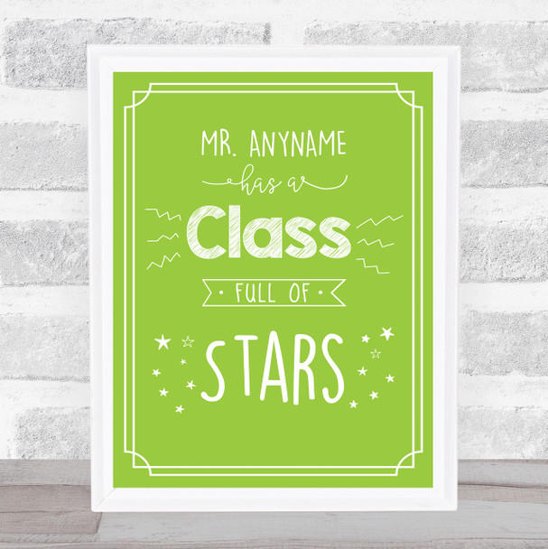 Class Full Of Stars School Personalised Green Wall Art Print